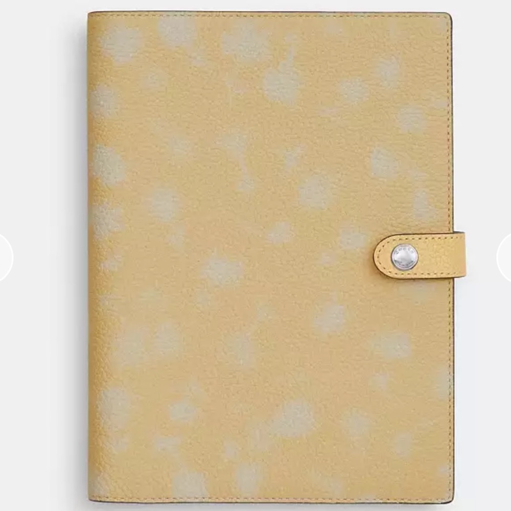 Coach Notebook with Floral Print - Washed Yellow / Silver